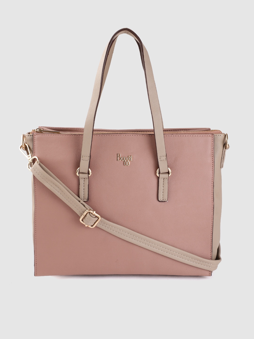 

Baggit Dusty Pink & Taupe Solid Handheld Bag