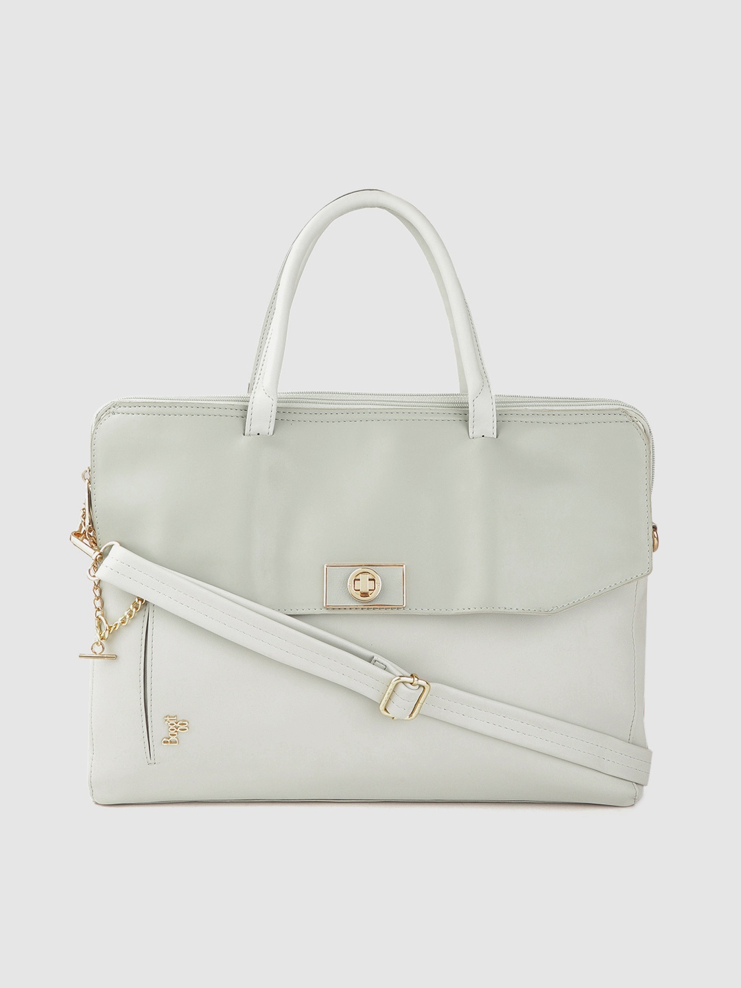 

Baggit Women Grey Solid Laptop Bag with Detachable Sling Strap