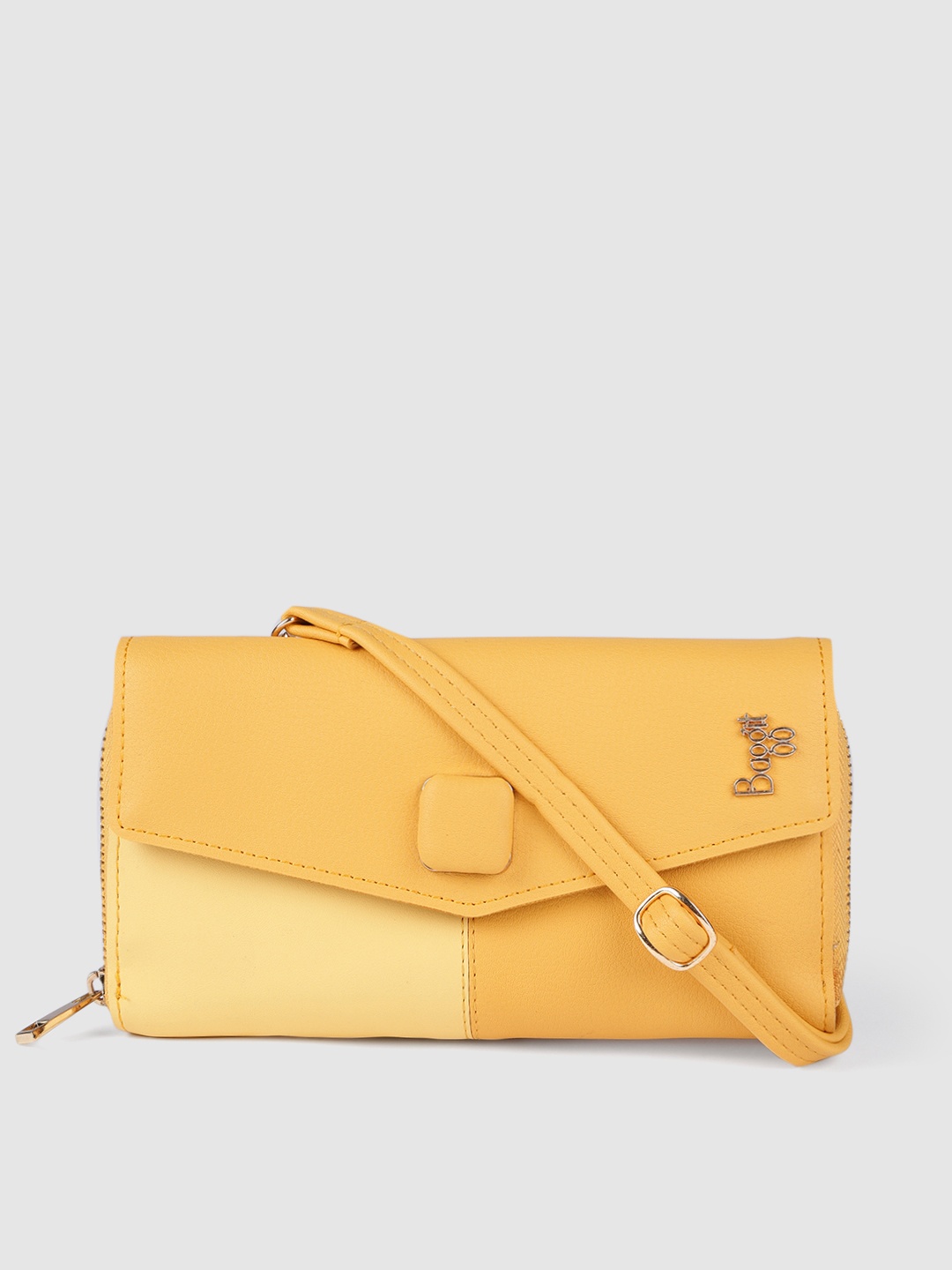 

Baggit Women Yellow Colourblocked Envelope with Wrist Loop