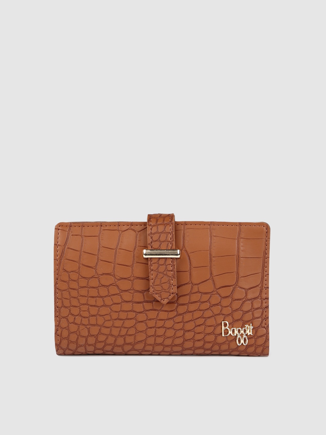 

Baggit Women Tan Brown Animal Textured Two Fold Wallet