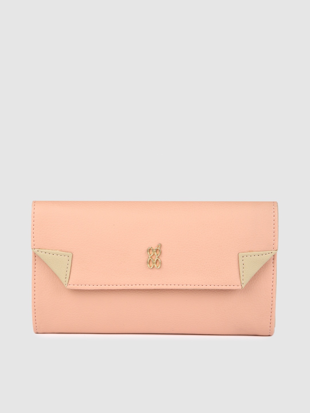 

Baggit Women Peach-Coloured & Beige Textured Synthetic Leather Envelope