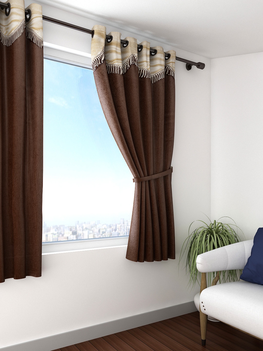 

Cortina Coffee Brown Single Window Curtain
