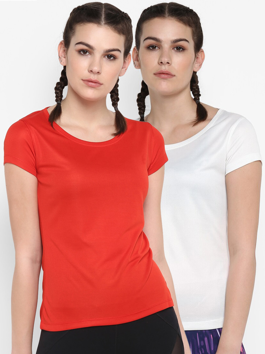 

ScoldMe Women Multi 2 Extended Sleeves Slim Fit T-shirt