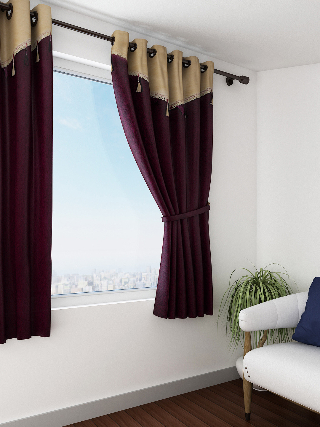 

Cortina Aubergine Single Window Curtain, Purple