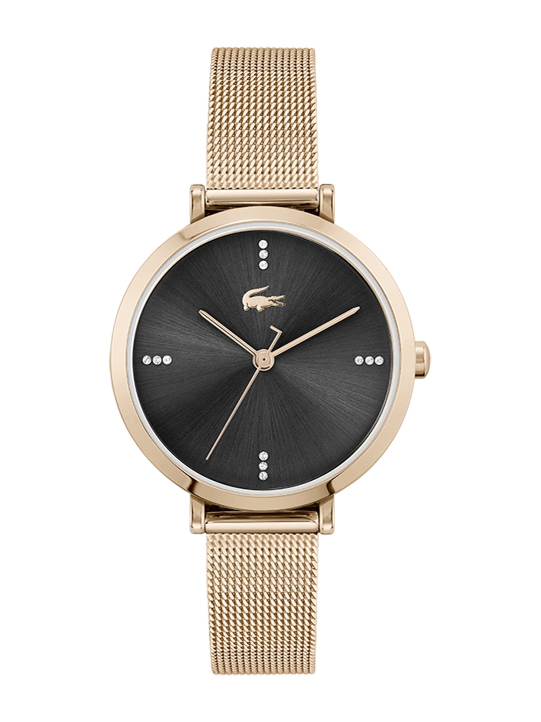 

Lacoste Women Black Brass Embellished Dial & Rose Gold Toned Analogue Watch 2001165-Black