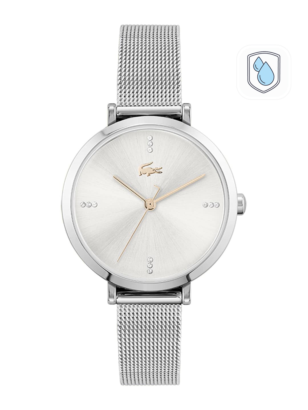 

Lacoste Women Silver-Toned Brass Embellished Dial & Silver Toned Stainless Steel Straps Analogue Watch