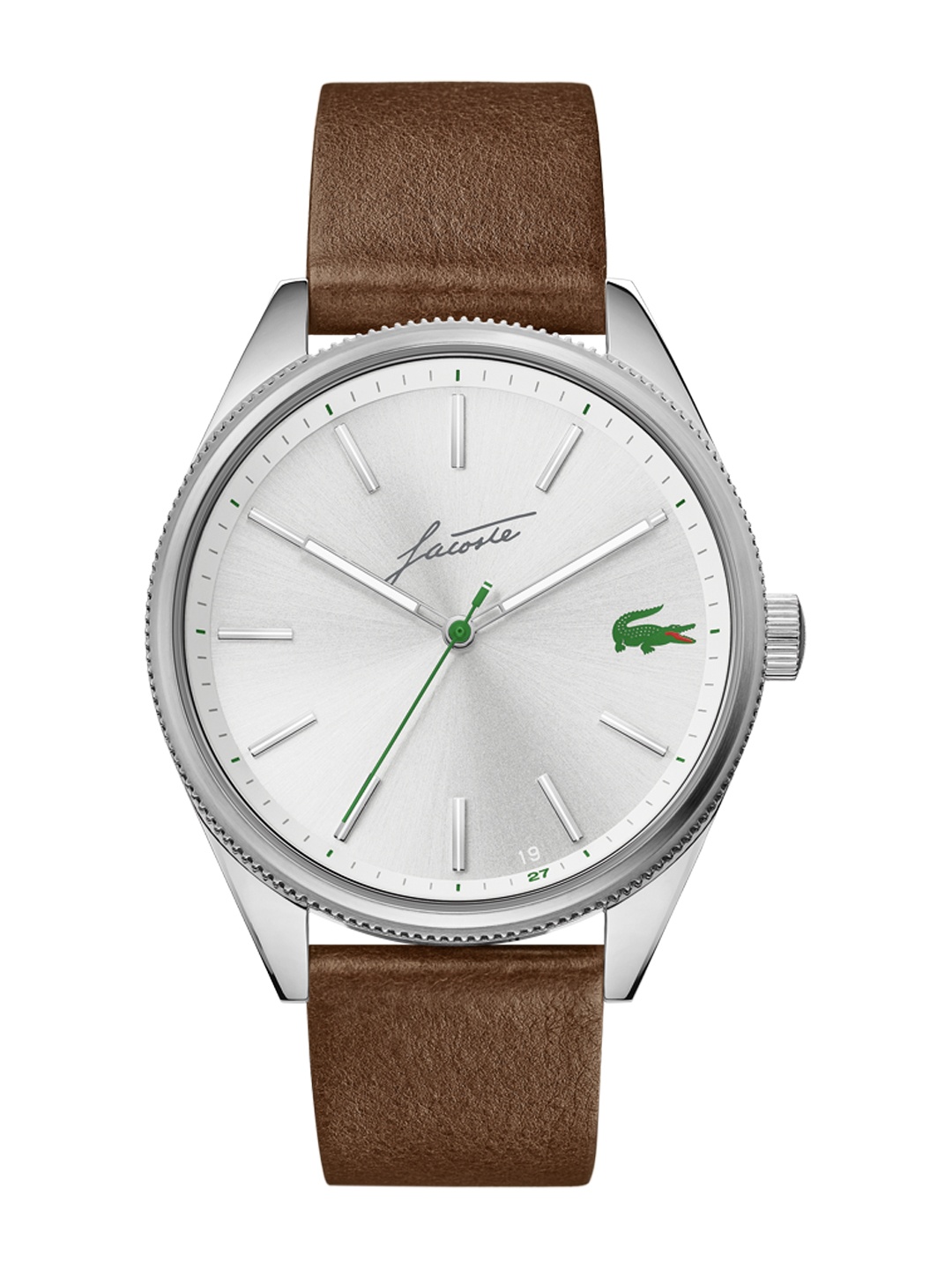 

Lacoste Men Silver-Toned Brass Dial & Brown Leather Straps Analogue Watch 2011052-Silver