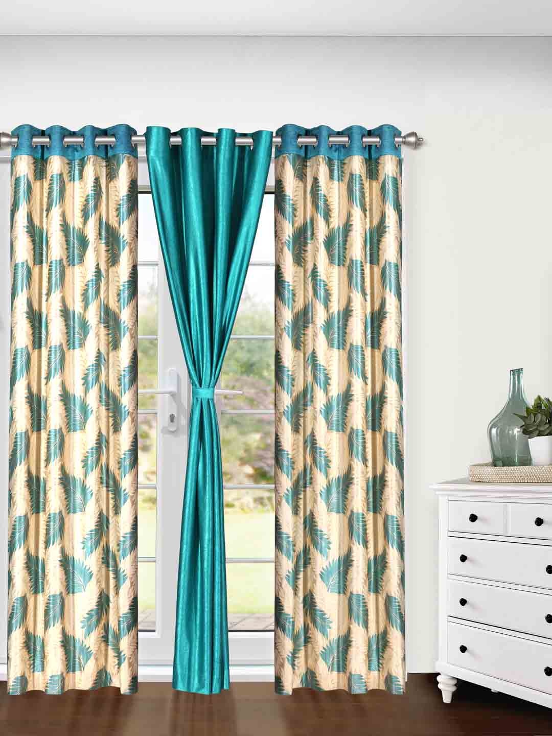 Cortina Set of 3 Long Door Curtains, Beige