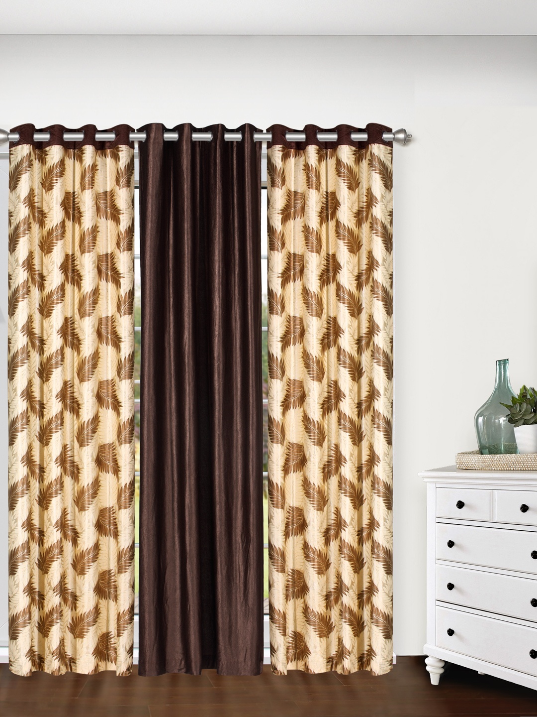 

Cortina Set of 3 Long Door Curtains, Beige
