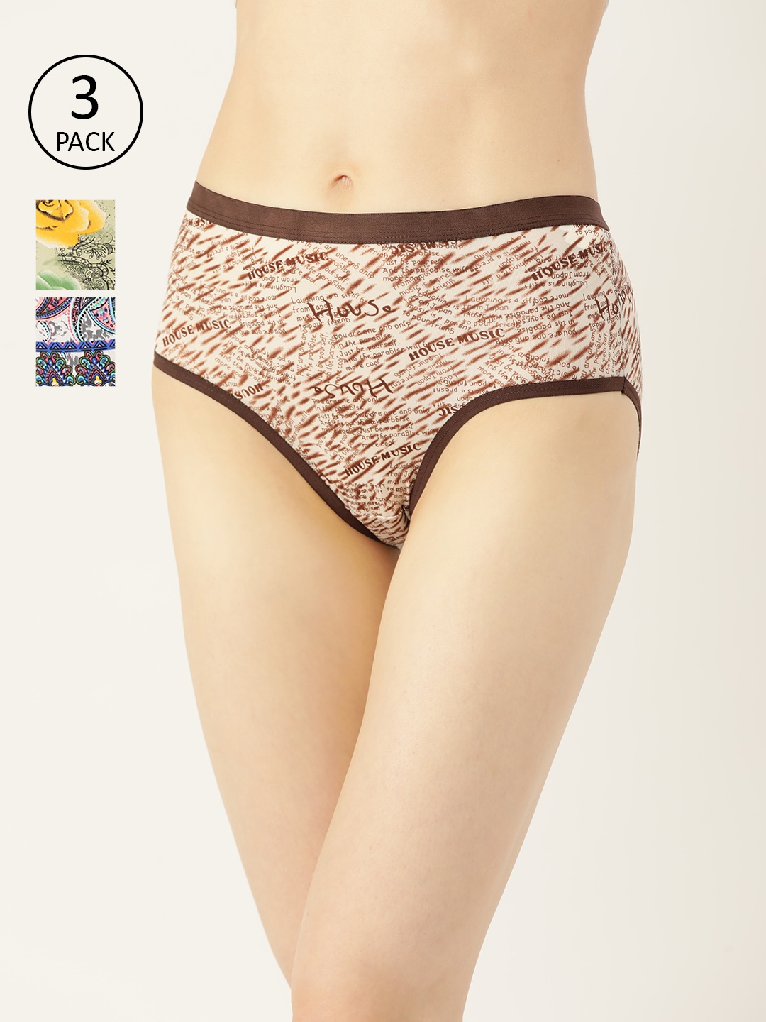 

DressBerry Women Pack of 3 Bikini Briefs DREPOLYPNTY-022, Green