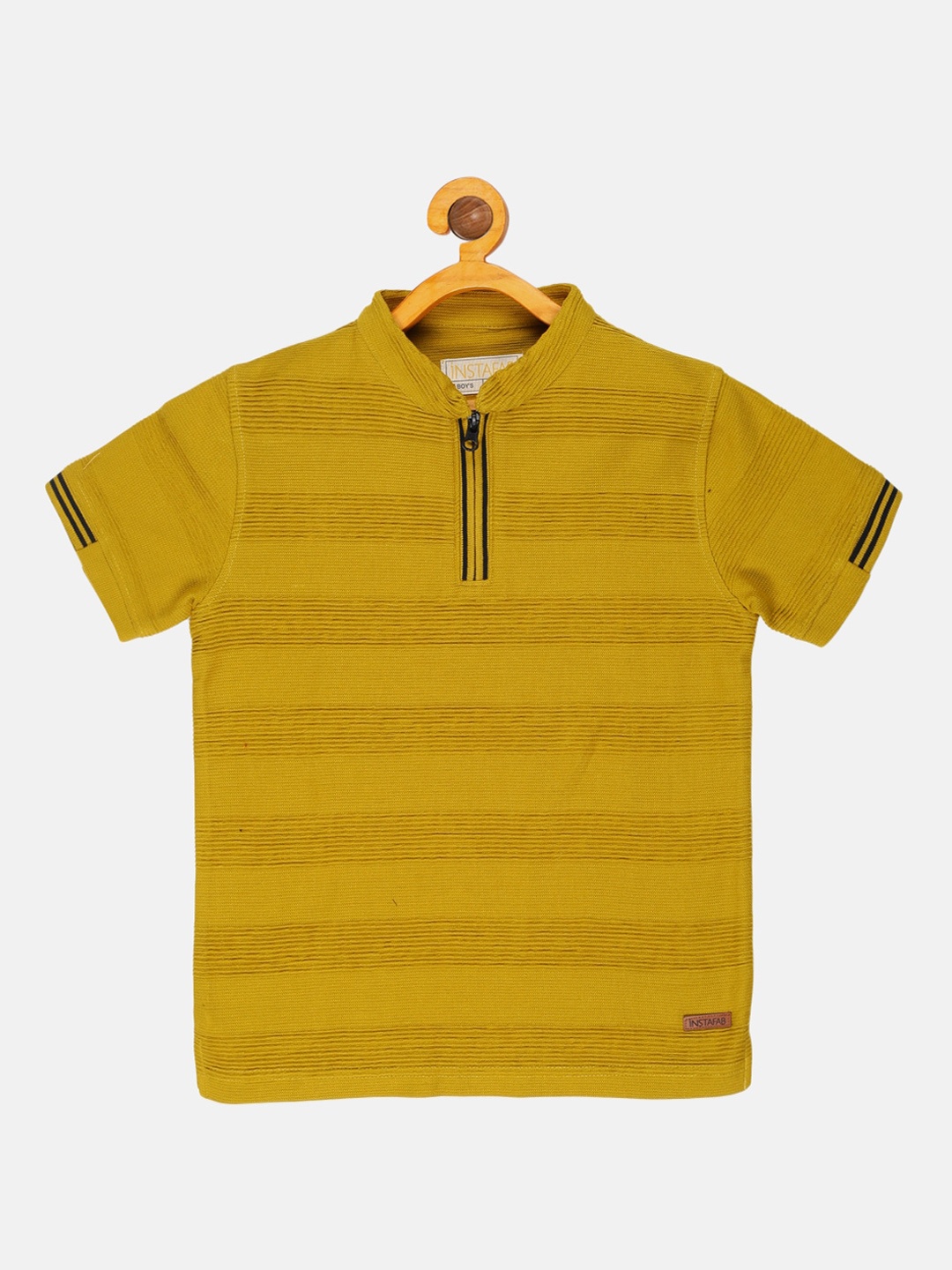 

Instafab Boys Mustard Yellow Striped Henley Neck T-shirt