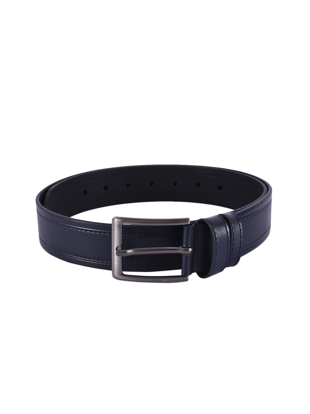 

BuckleUp Men Navy Blue & Black Leather Formal Belt