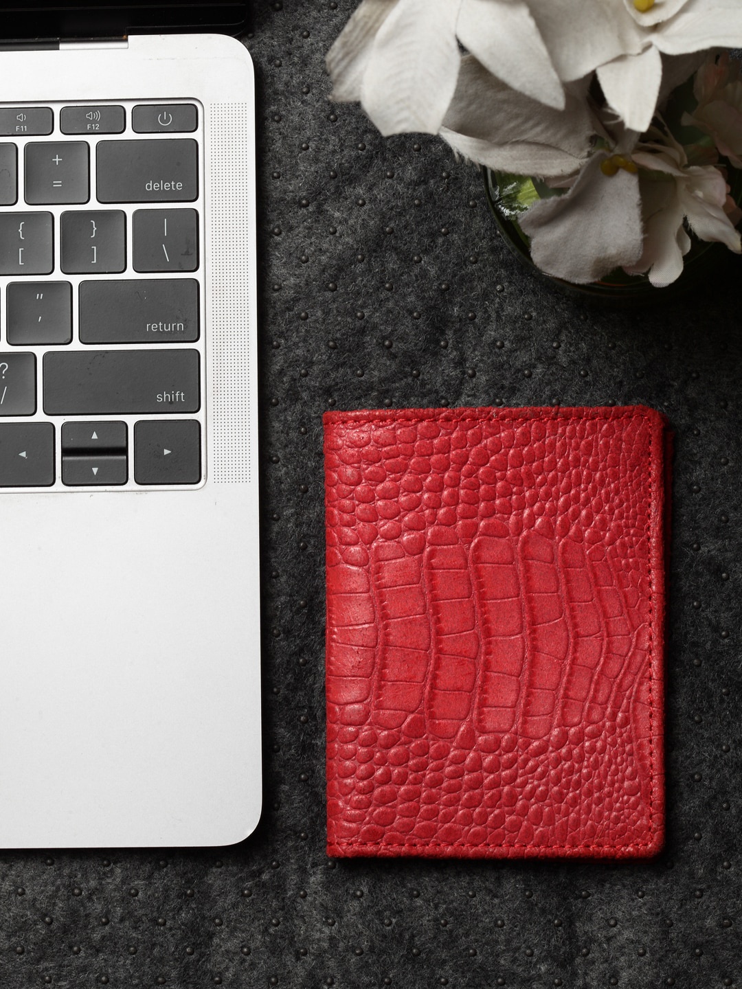 

IMUR Men Red & Black Textured Leather Wallet