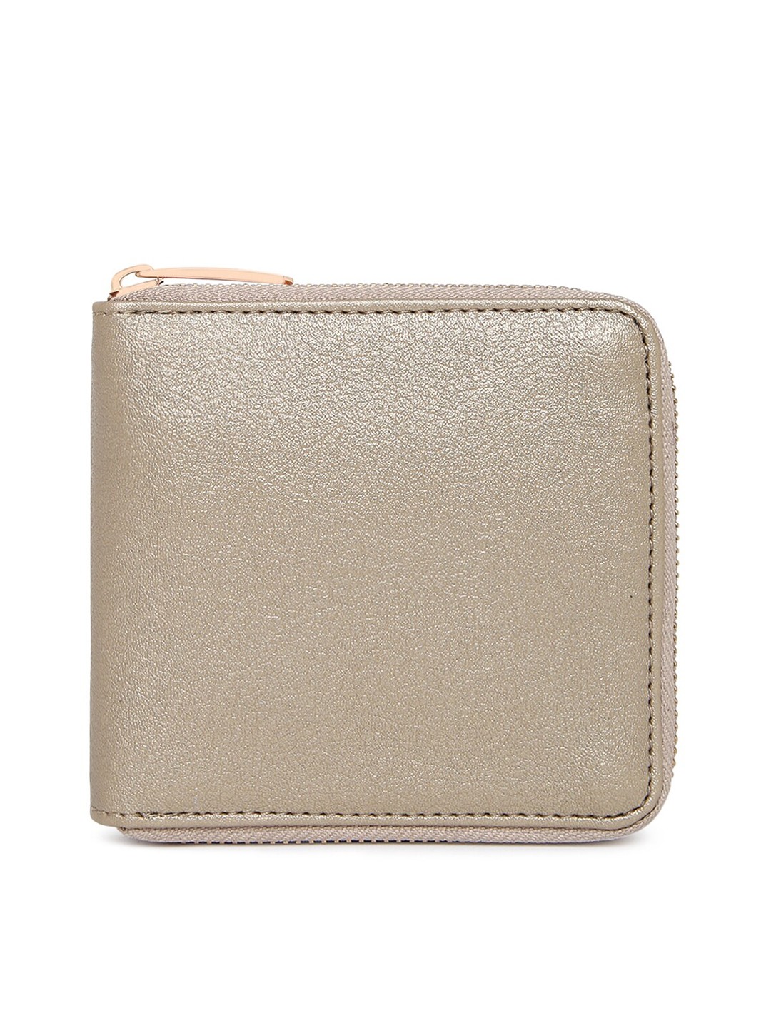 

KLEIO Solid Zip Around Wallet, Gold
