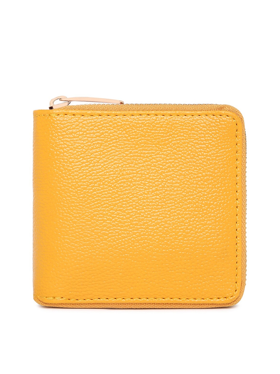 

KLEIO Solid Zip Around Wallet, Mustard