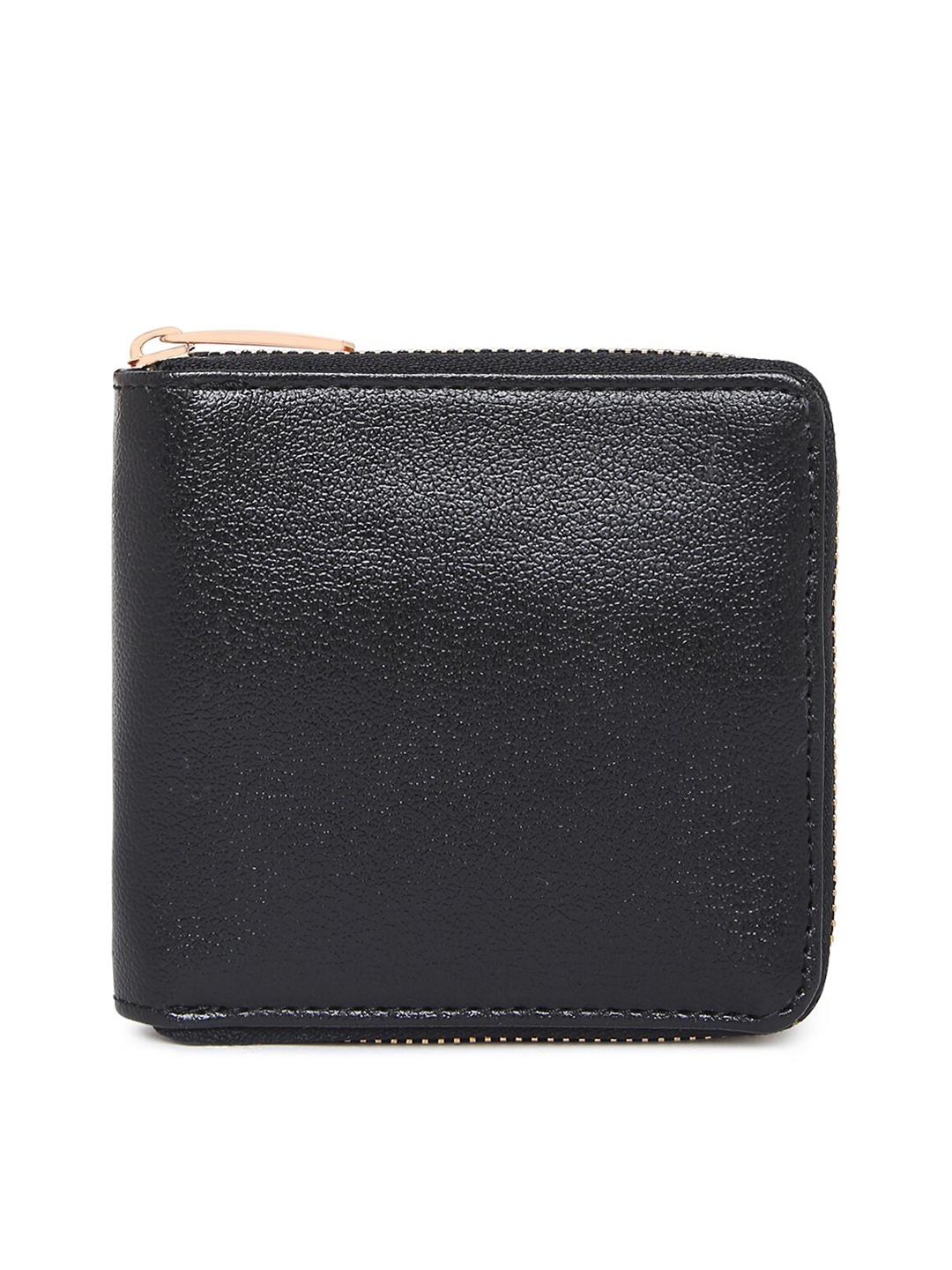 

KLEIO Vegan Solid Zip Around Wallet, Black