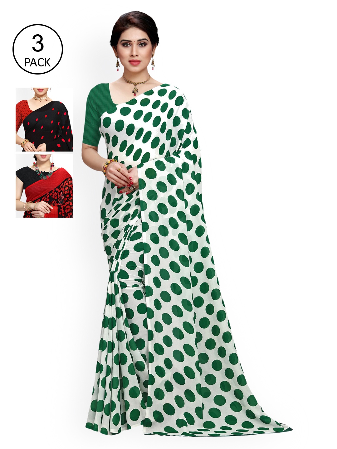

KALINI Multi Pack of 3 Printed Poly Georgette Saree