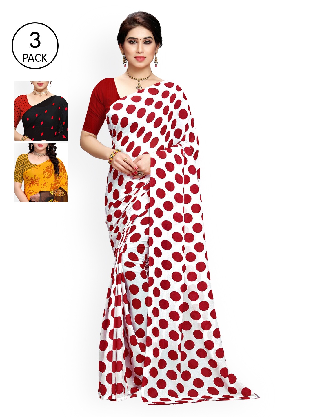 

KALINI Red & Black Pack of 3 Saree