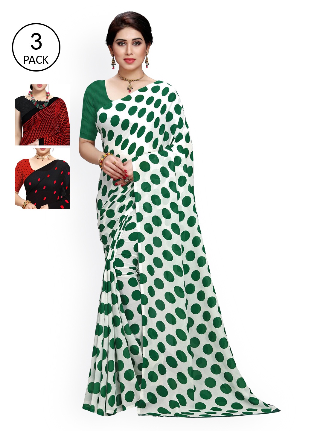 

KALINI Pack of 3 Poly Georgette Printed Saree, Multi