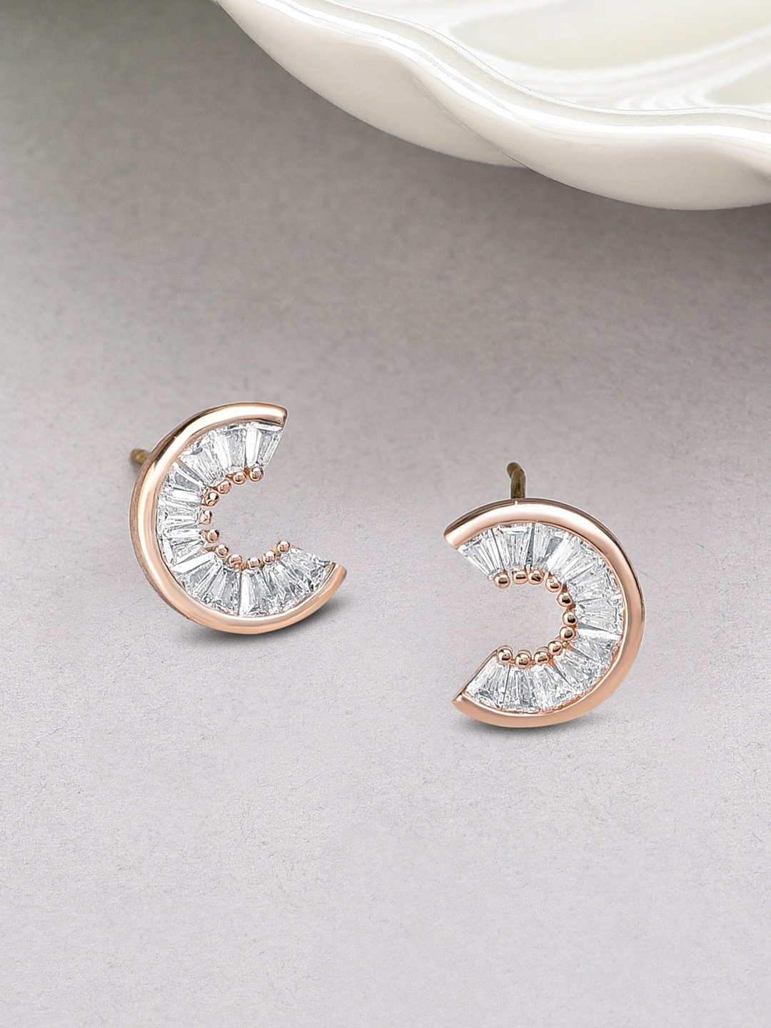

AMI Rose Gold Contemporary Studs Earrings