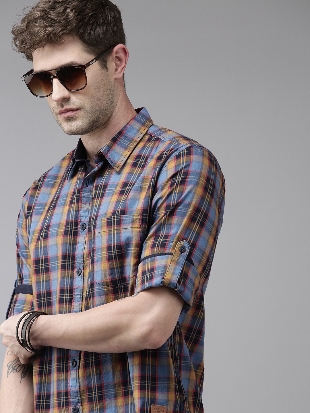 

Roadster Men Multicoloured Tartan Checks Opaque Pure Cotton Sustainable Casual Shirt, Multi