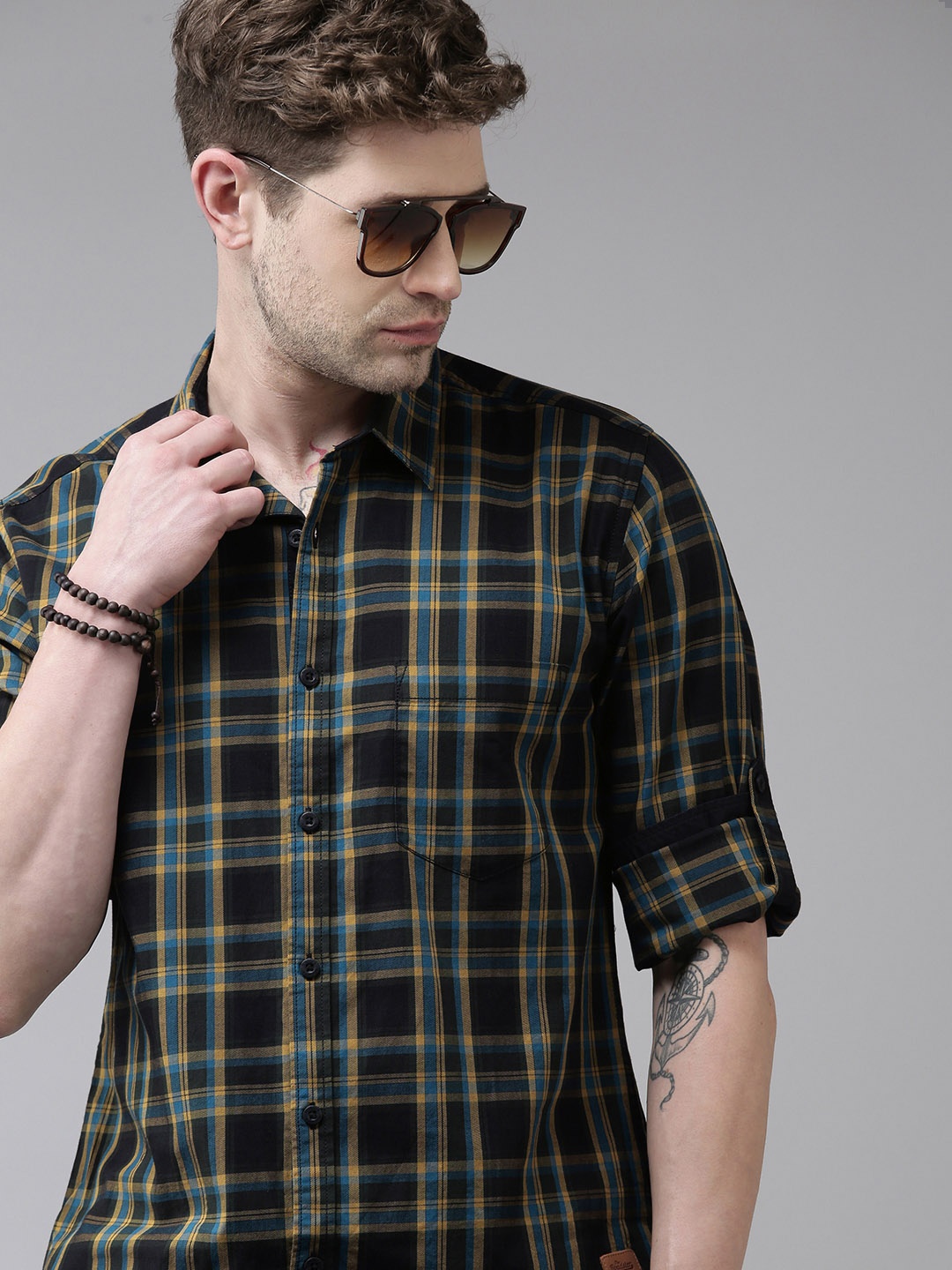 

Roadster Men Navy Blue Tartan Checks Opaque Checked Casual Shirt