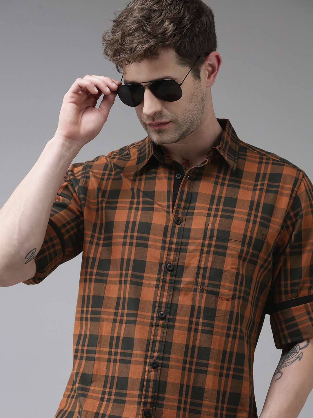 

Roadster Gingham Checks Opaque Pure Cotton Sustainable Casual Shirt, Multi