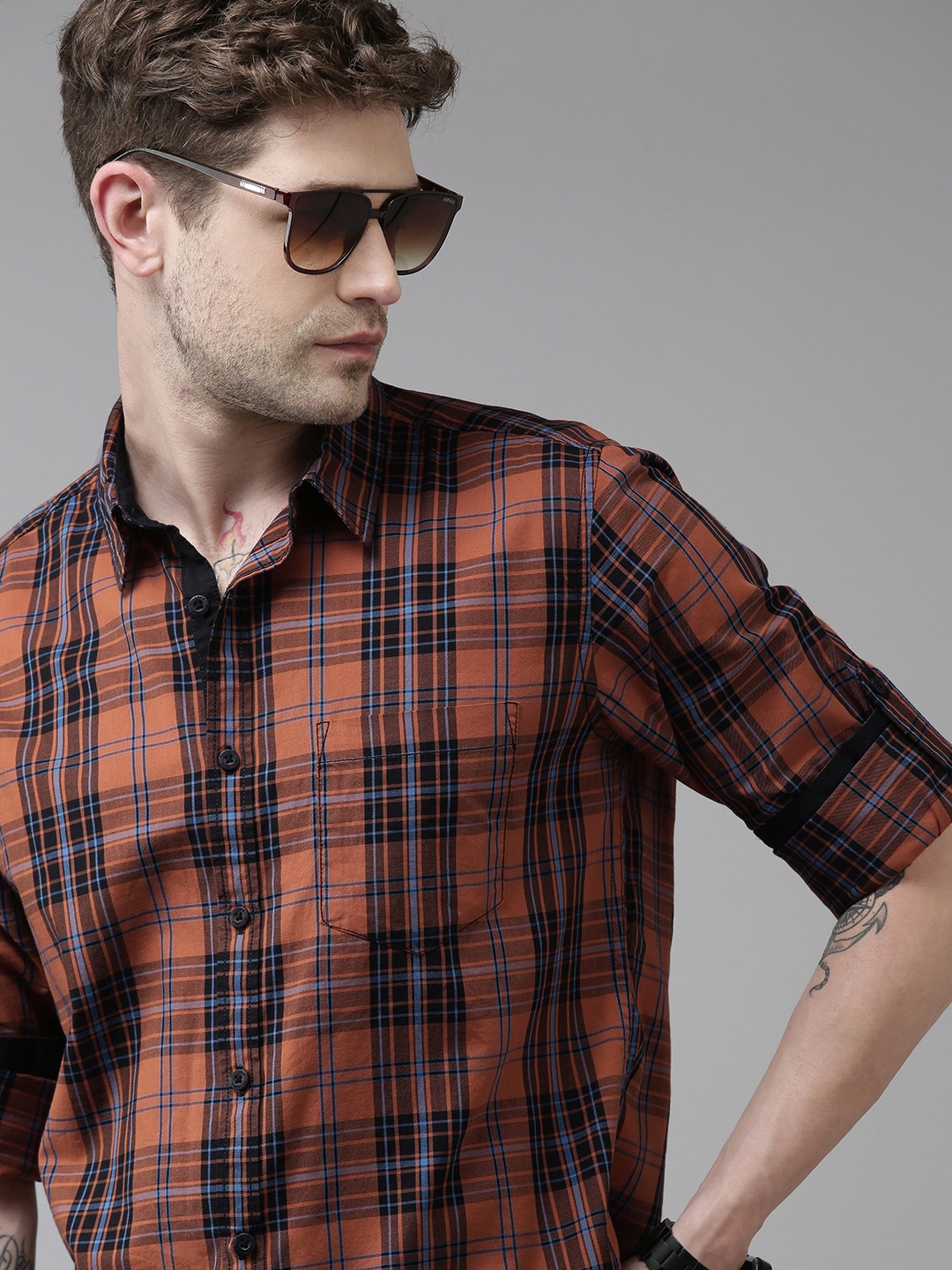 

Roadster Men Multicoloured Tartan Checks Opaque Pure Cotton Casual Shirt, Multi