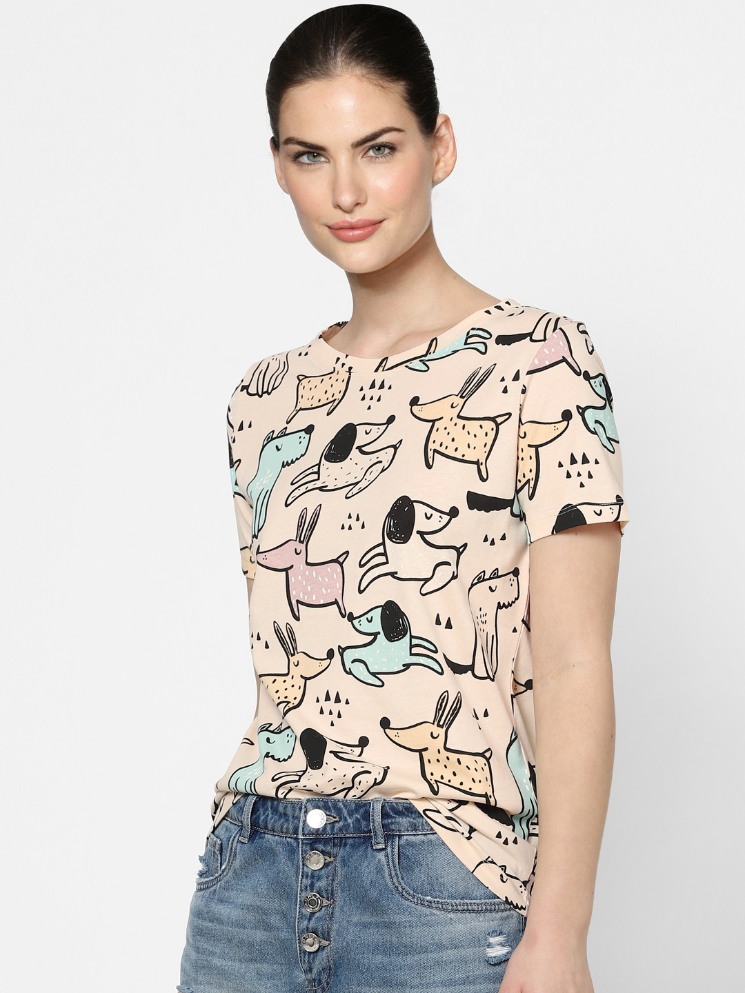 

ONLY Women Pink Printed T-shirt