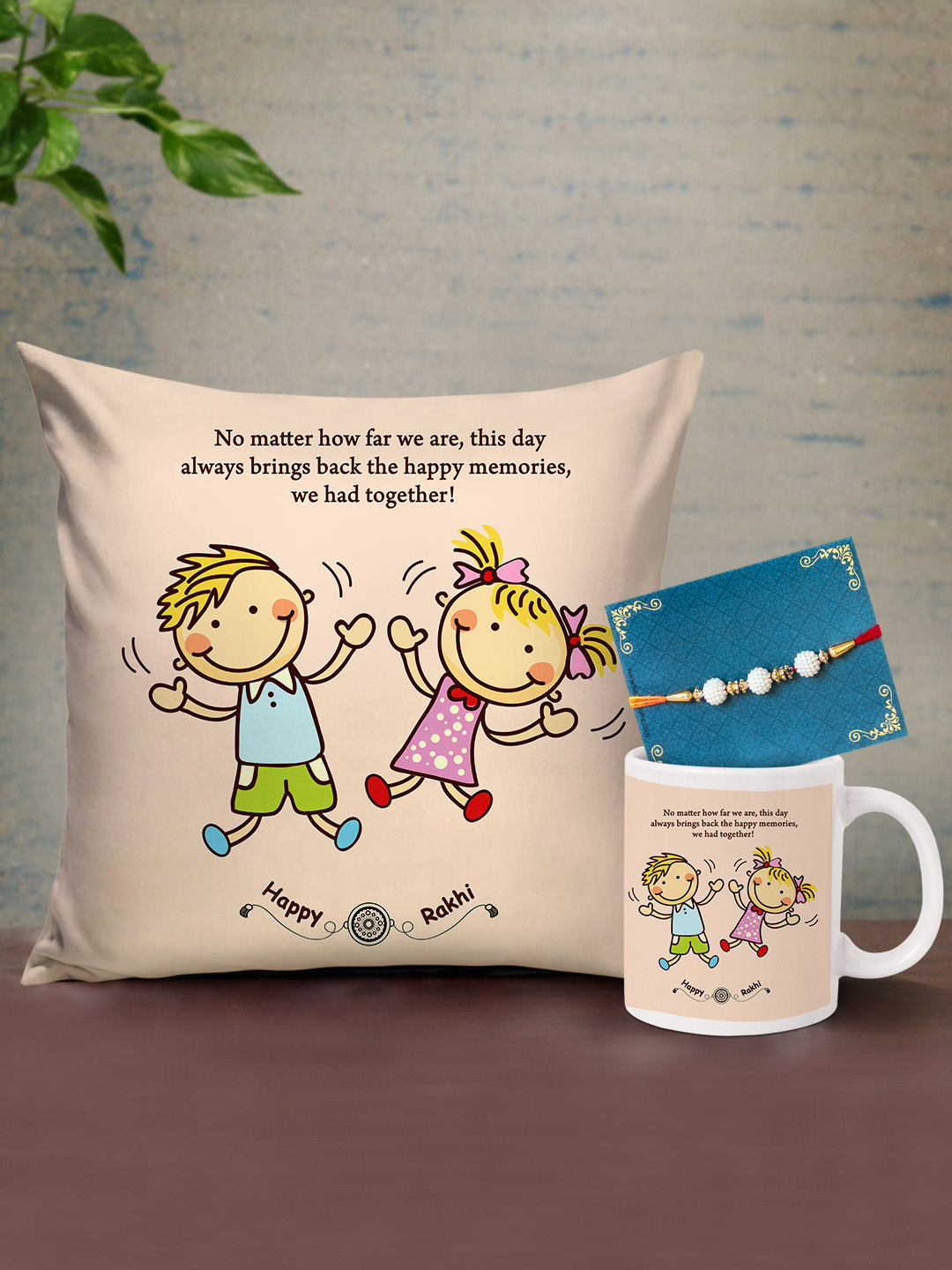 

TIED RIBBONS Rakhi & Printed Cushion & Mug Rakshabandhan Special Combo, Multi