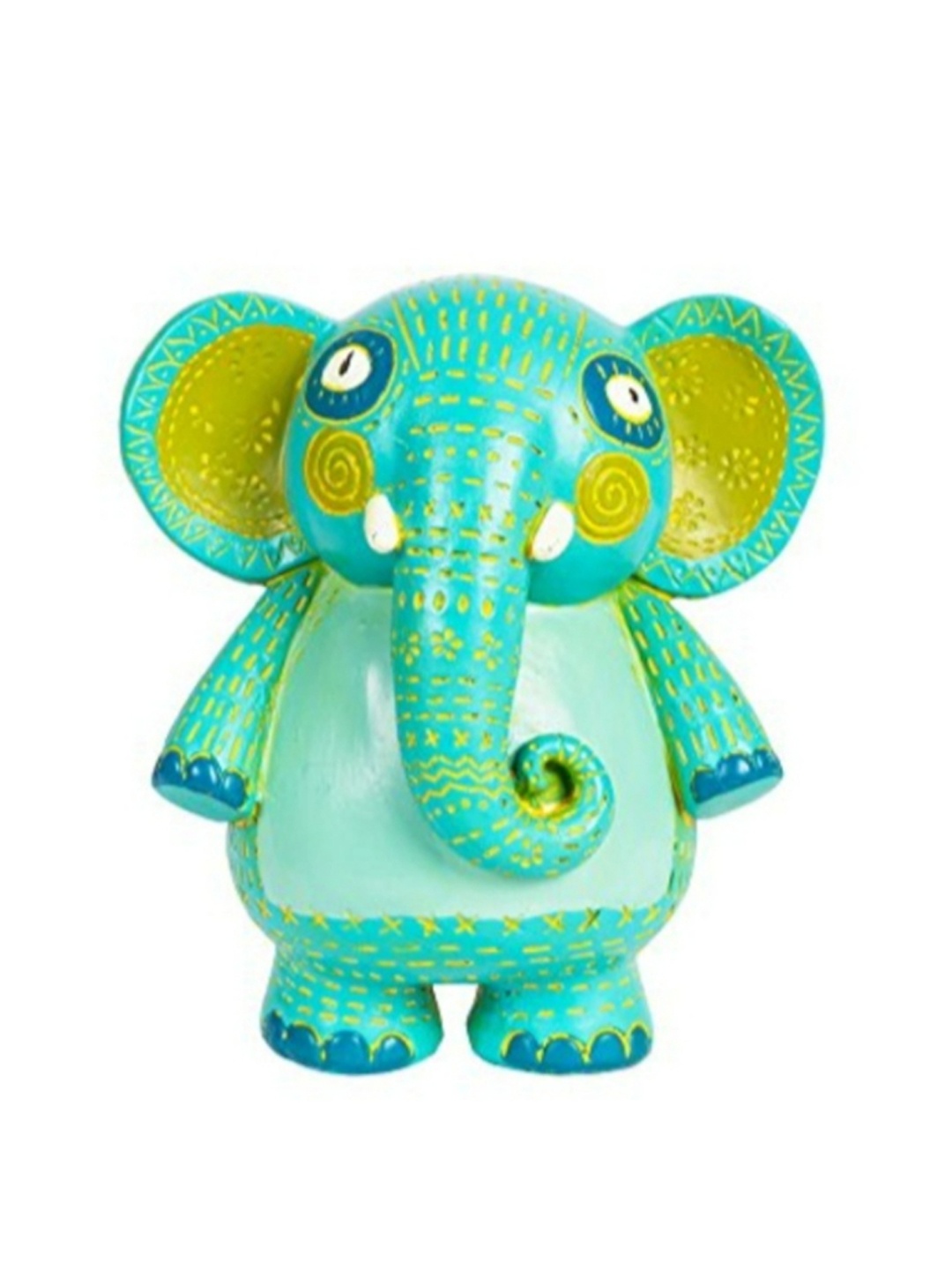 

Chumbak Green & Yellow Wide Eyed Elephant Figurine Showpiece