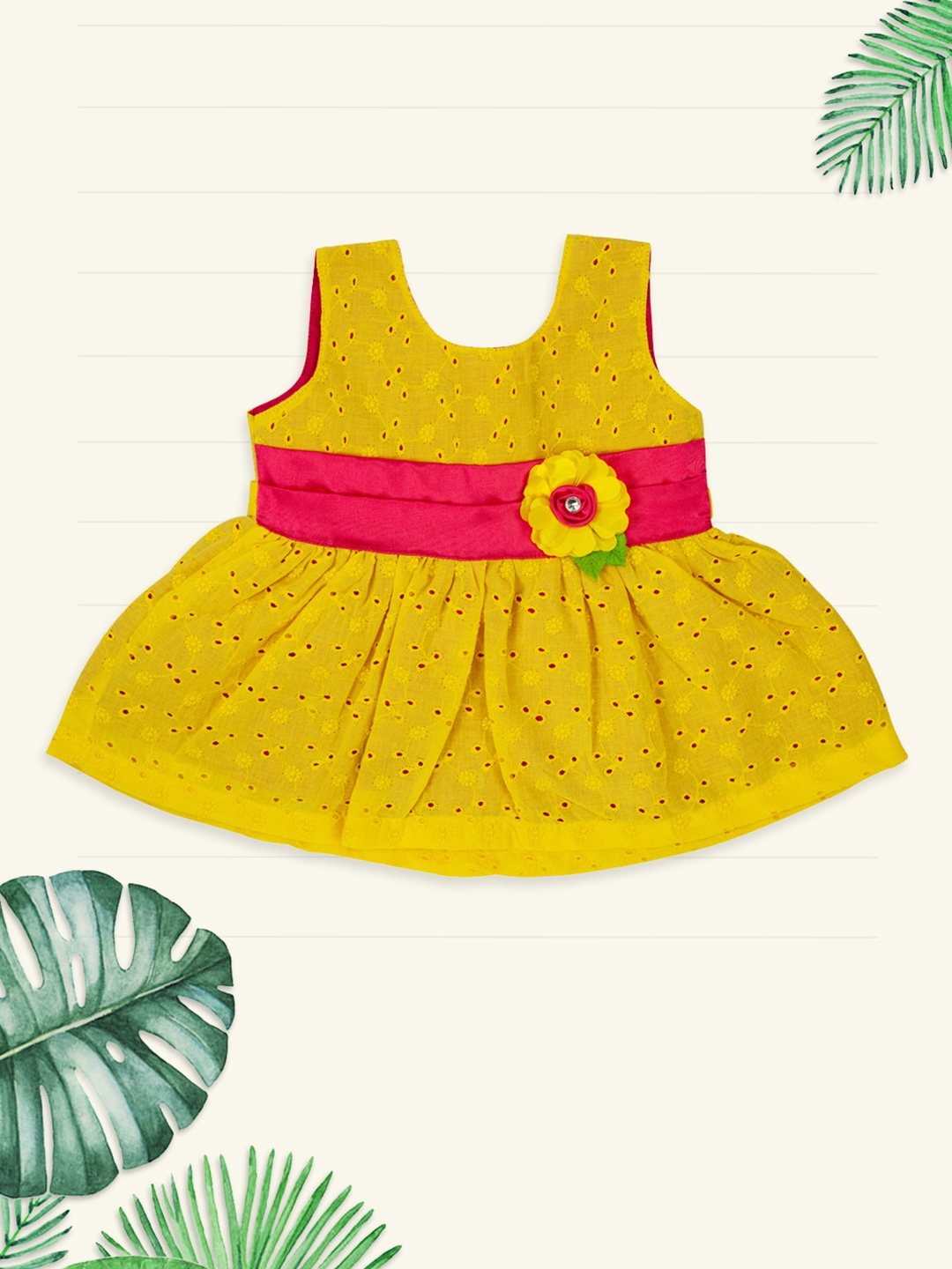 

MeeMee Yellow Ethnic Motifs Embroidered Applique Dress