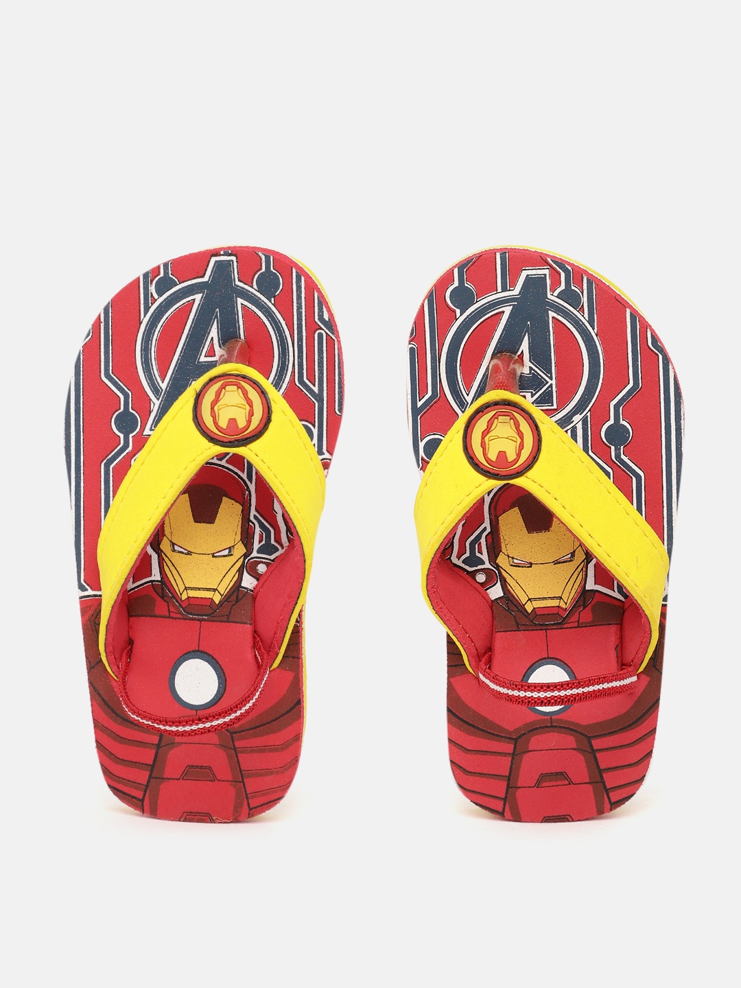 

toothless Boys Red & Yellow Marvel Avengers Ironman Printed Rubber Flip-Flops