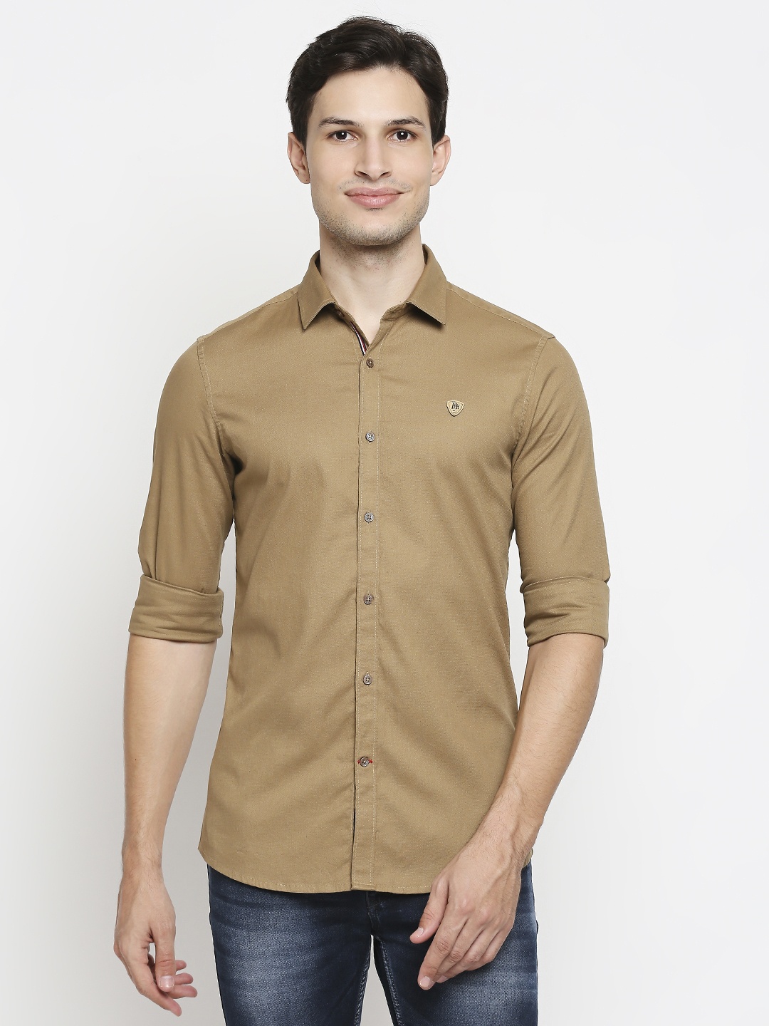 

Being Human Men Khaki Slim Fit Casual Shirt
