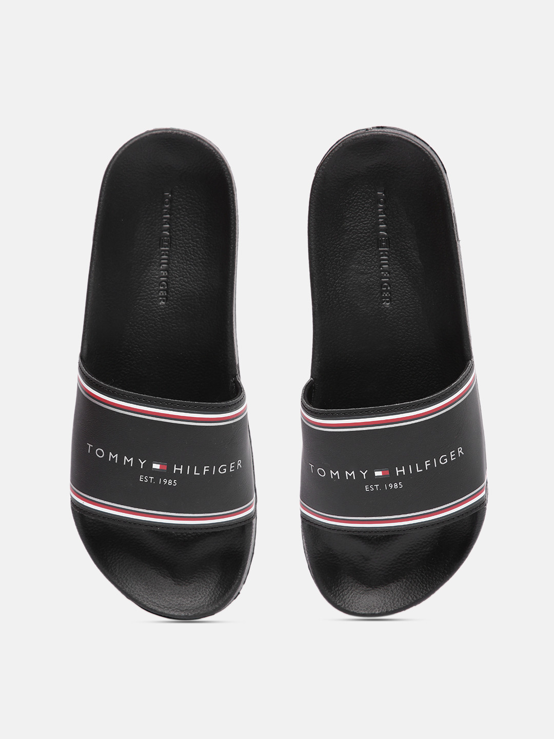 

Tommy Hilfiger Women Black ESSENTIALS POOL Brand Logo Printed Sliders