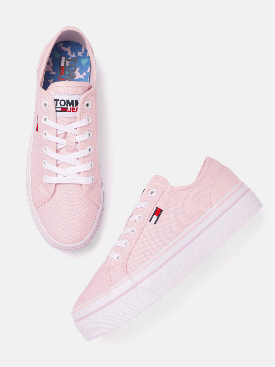 

Tommy Hilfiger Women Pink Solid Flatform Sneakers