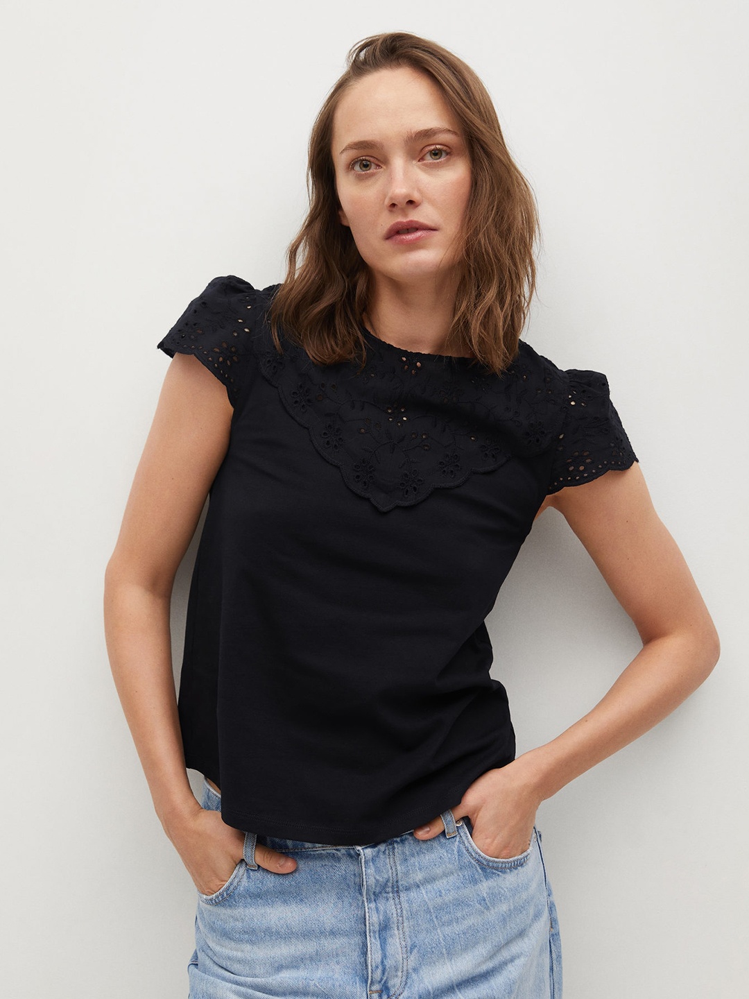 

MANGO Black Pure Cotton Sustainable Top