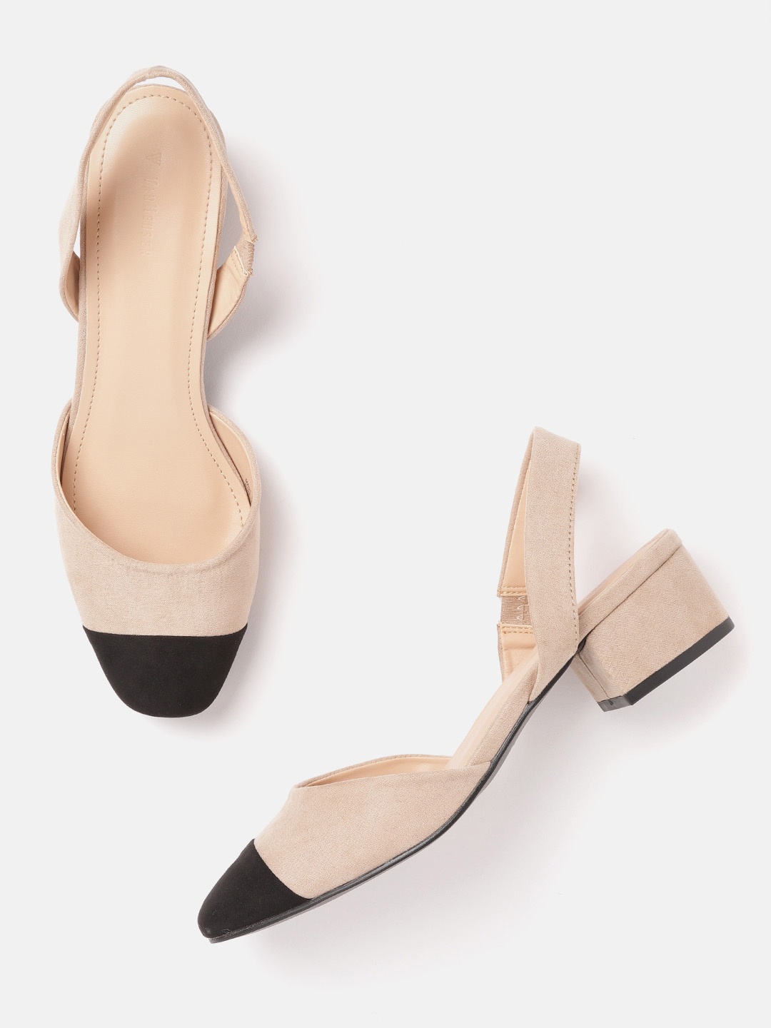 

Van Heusen Woman Beige & Black Colourblocked Pumps
