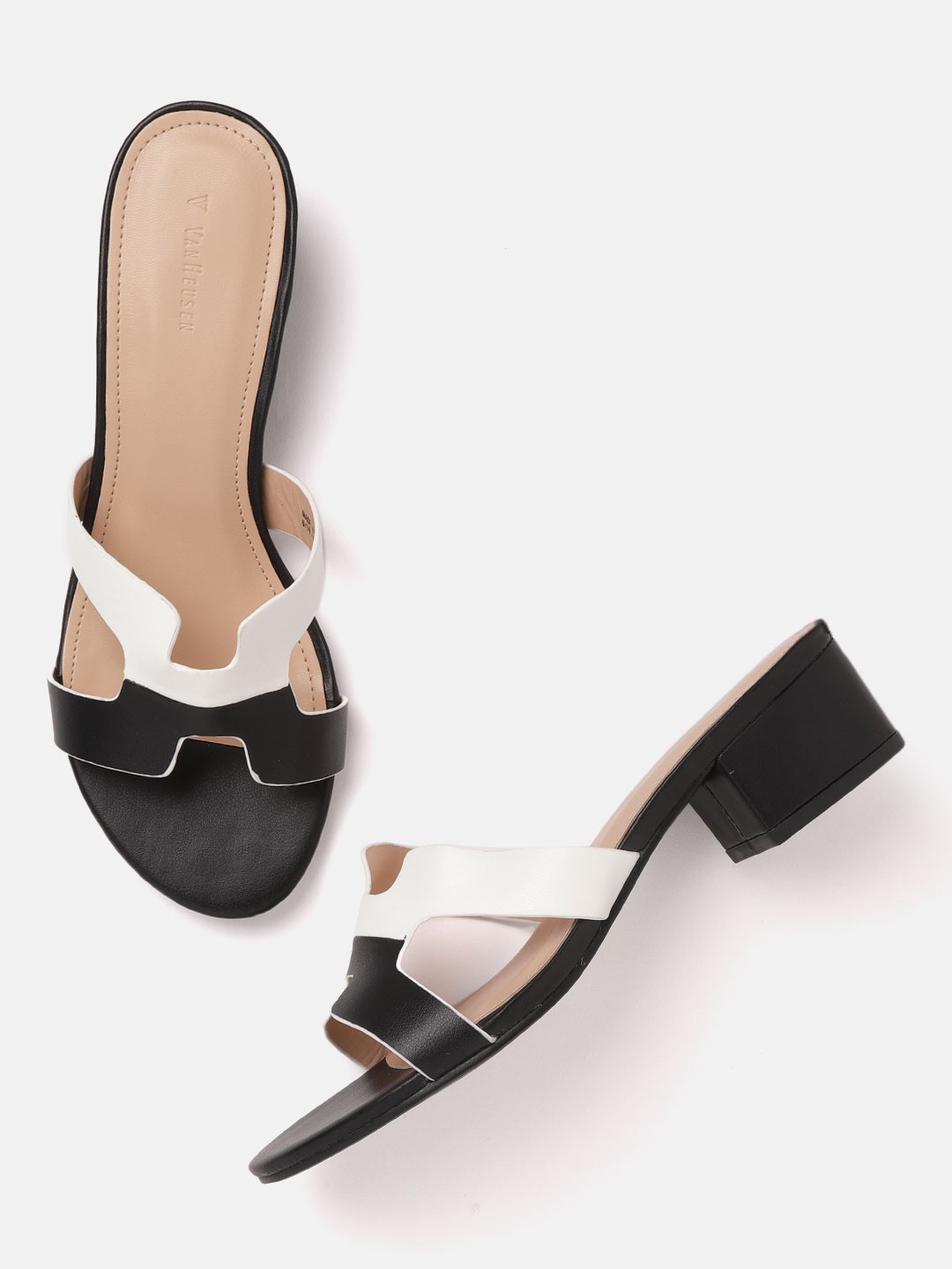 

Van Heusen Woman Black & White Colourblocked Block Heels
