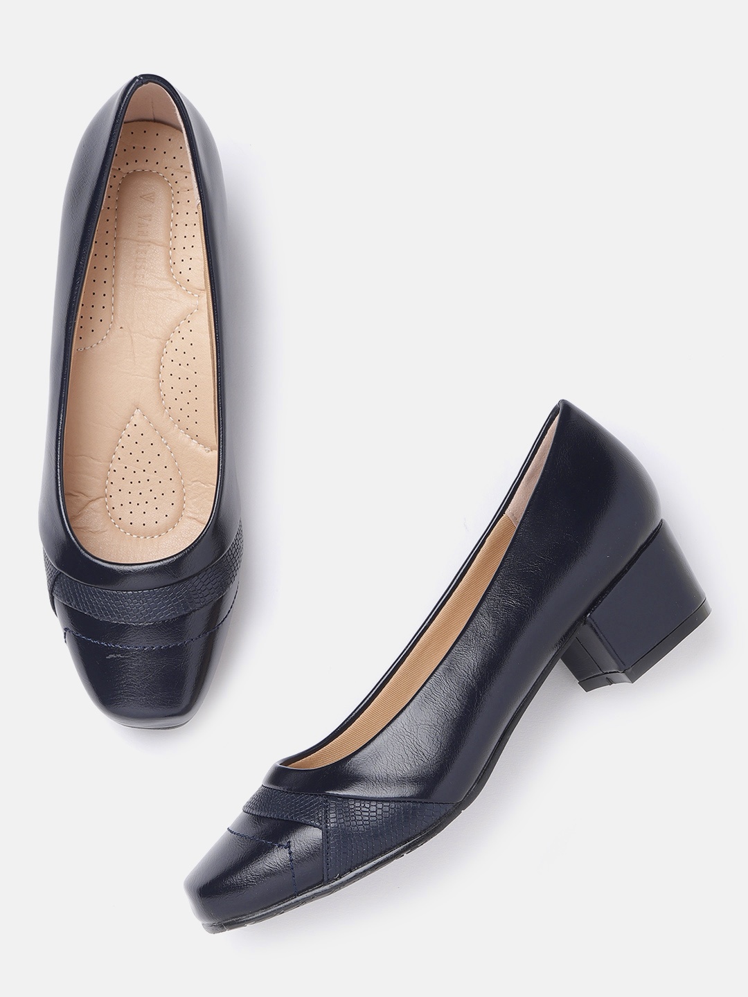 

Van Heusen Woman Navy Blue Solid Pumps with Buckle Detail