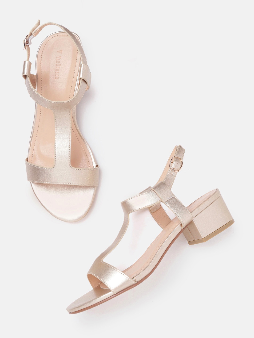 

Van Heusen Woman Gold-Toned Solid Block Heels