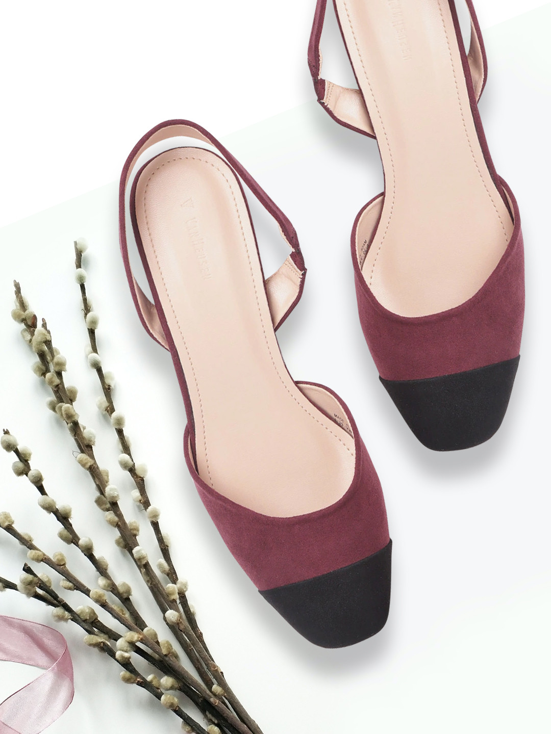 

Van Heusen Woman Burgundy & Black Colourblocked Block Heels