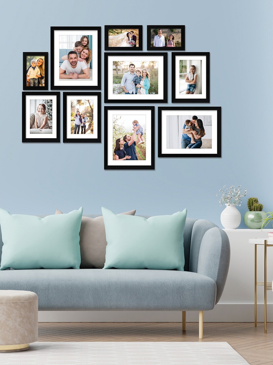 

RANDOM Set Of 10 Black Solid Individual Wall Photo Frames