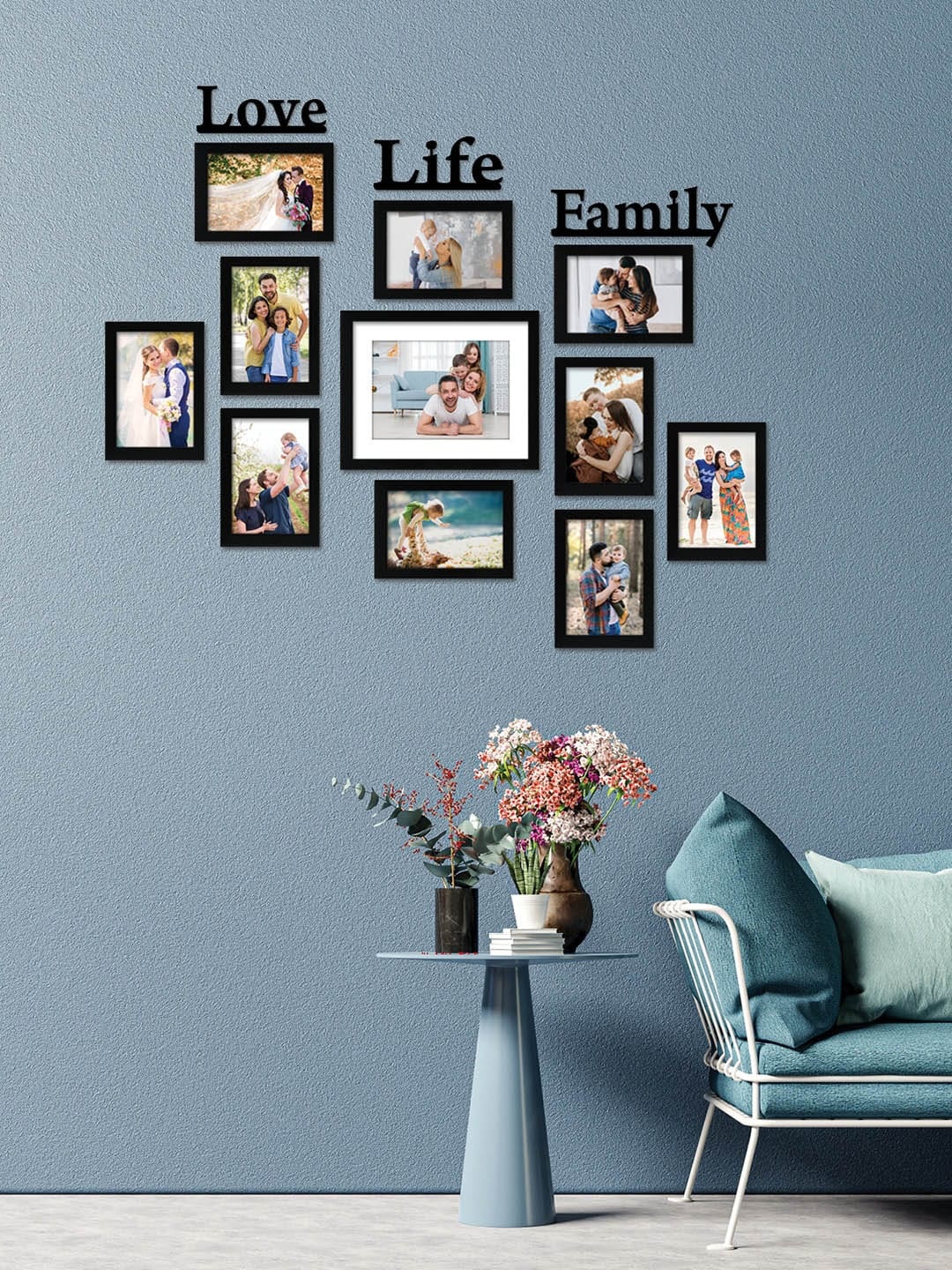 

RANDOM Set Of 11 Black Solid Individual Photo Frames