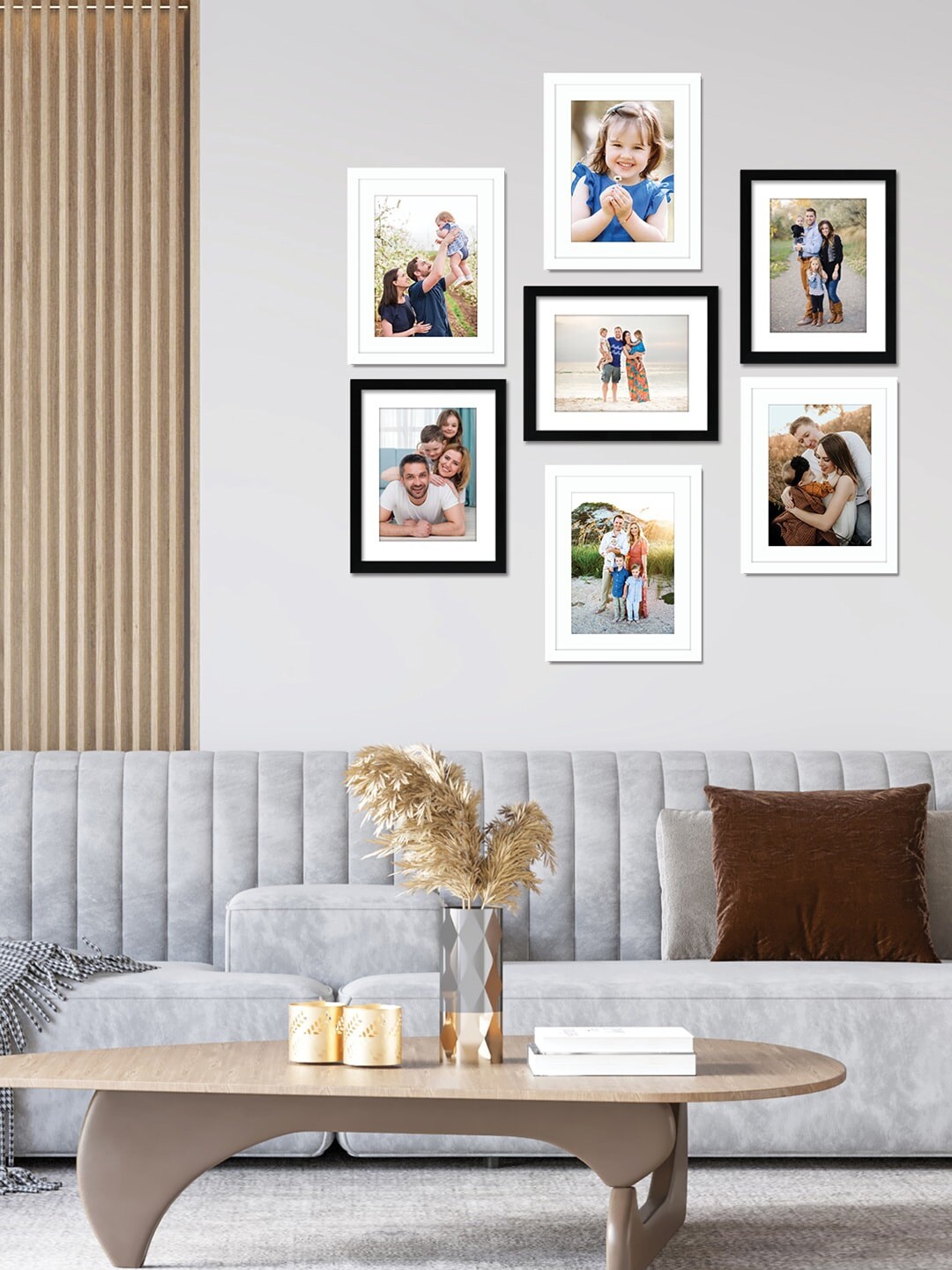 

RANDOM Set Of 7 Black & White Solid Individual Wall Photo Frames