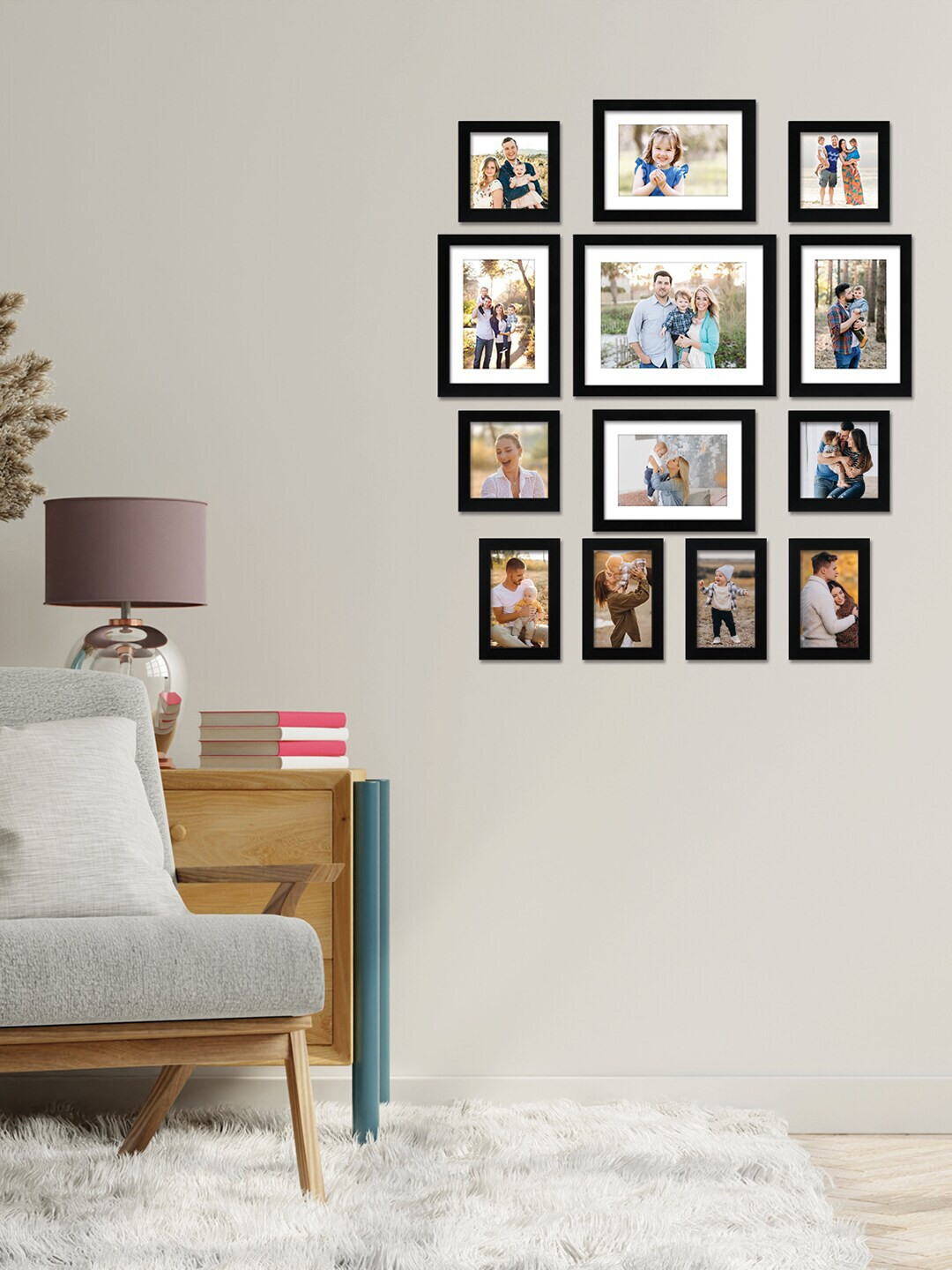 

RANDOM Set Of 13 Black Individual Photo Frames