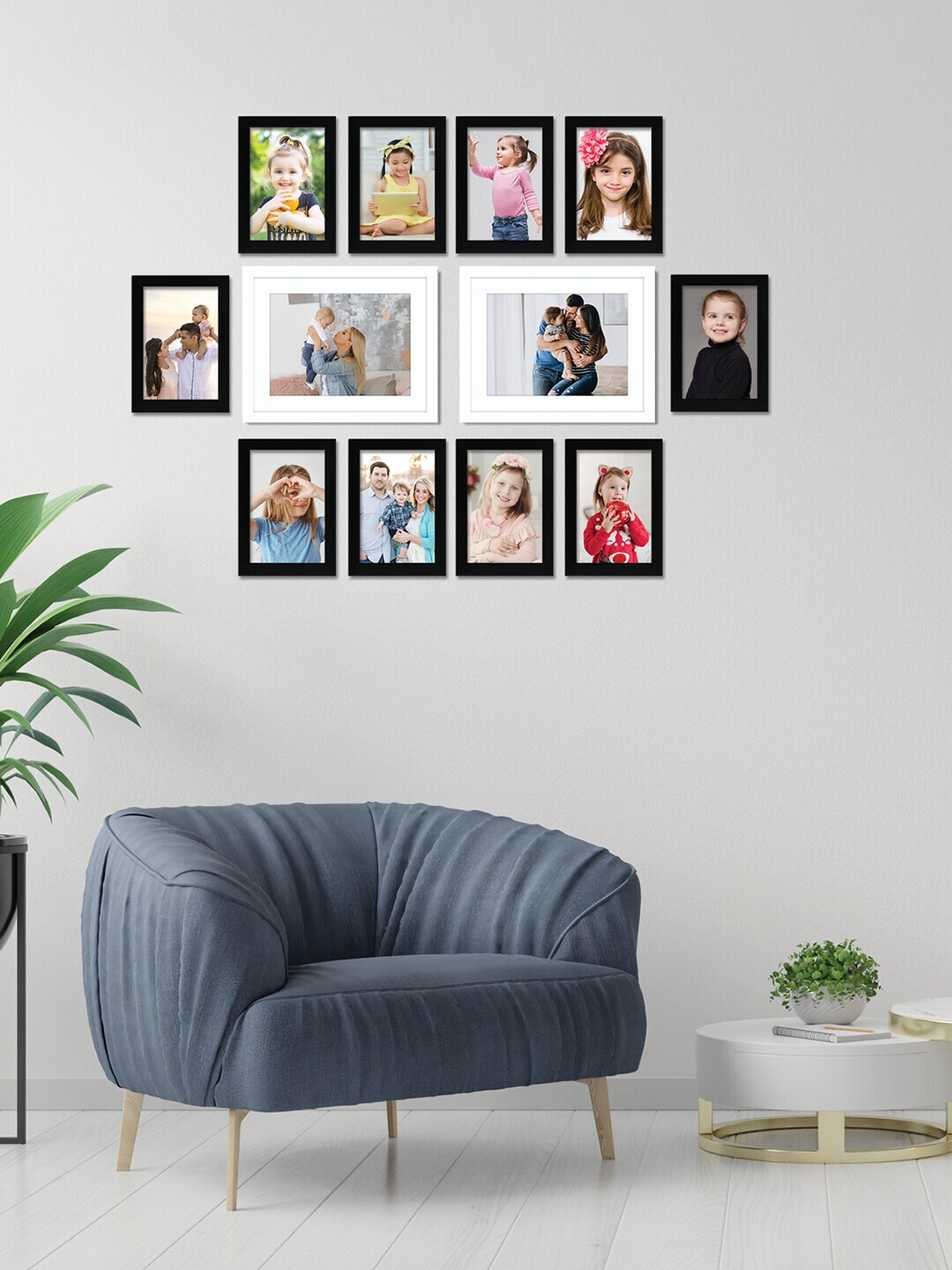 

RANDOM Set Of 12 Black Solid Individual Wall Photo Frames