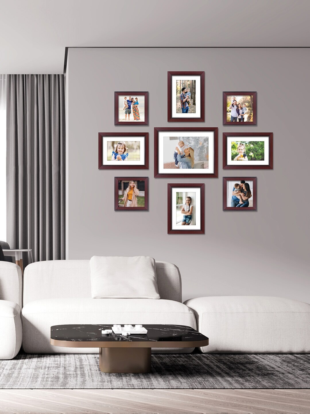 

RANDOM Set Of 9 Burgundy Individual Photo Frames