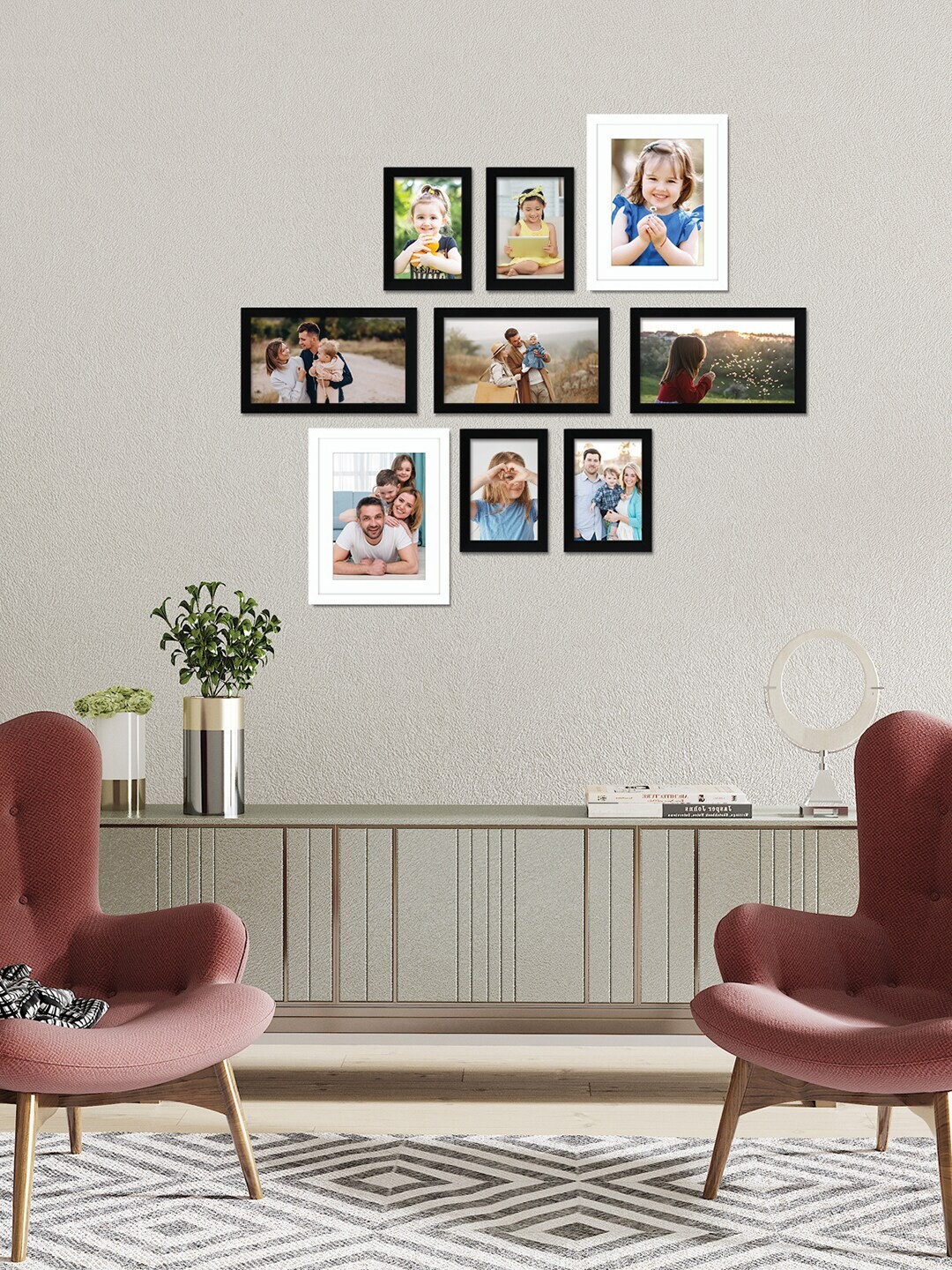 

RANDOM Set Of 9 Black Solid Individual Wall Photo Frames