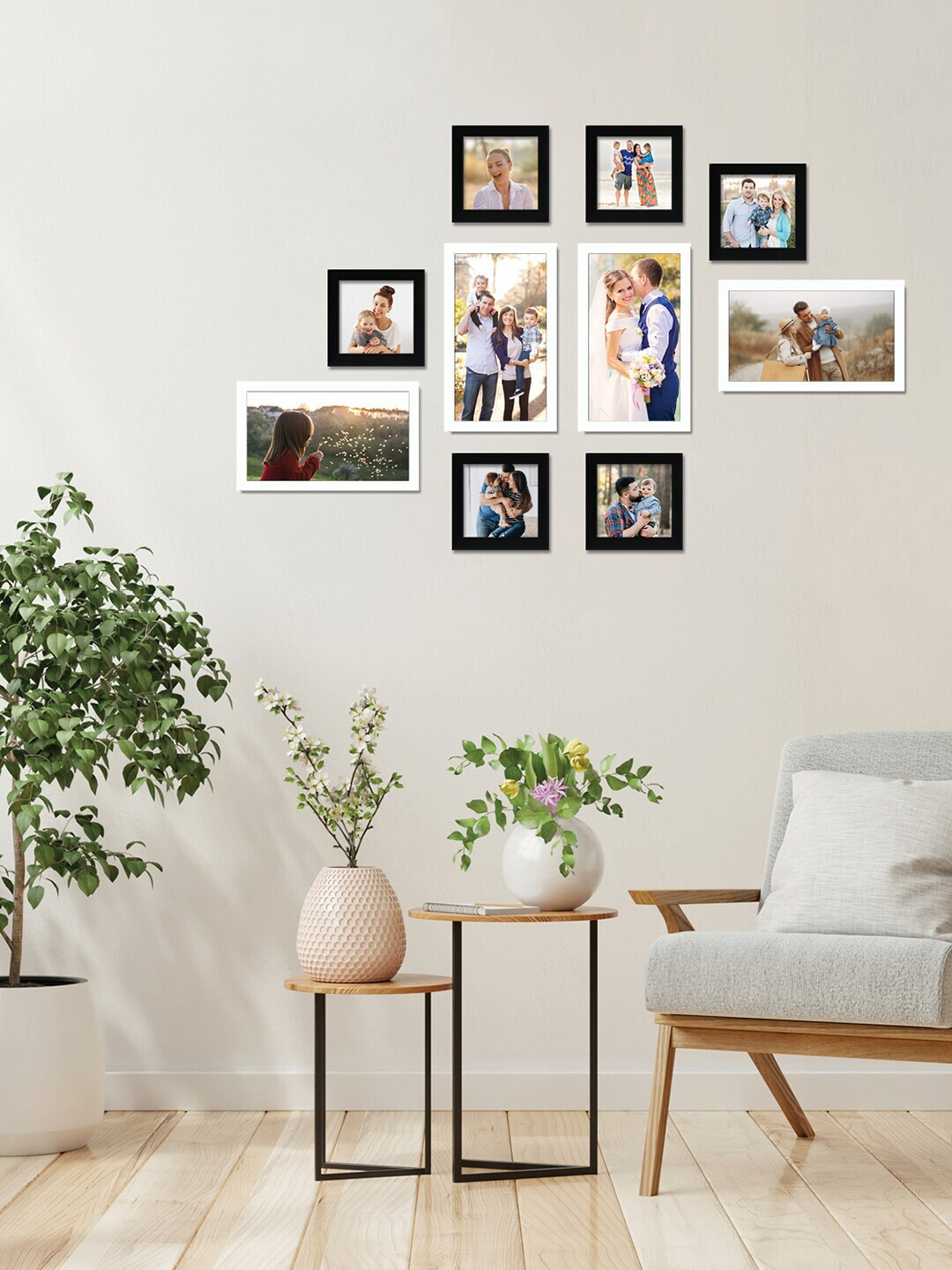 

RANDOM Set Of 10 Black & White Individual Photo Frames
